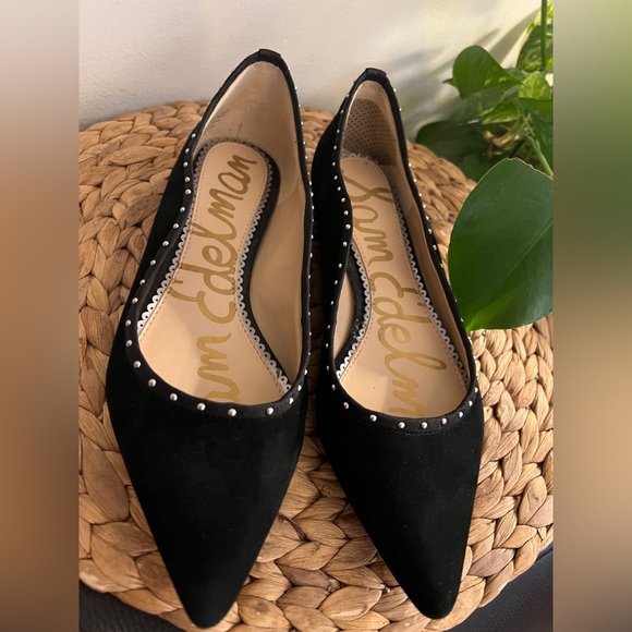 Sam Edelman Black Rivera Studded Suede Flat - Size 7 - Picture 4 of 5